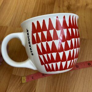 Starbucks Holiday Coffee Cup / Mug White with red trees 2016 Collectible